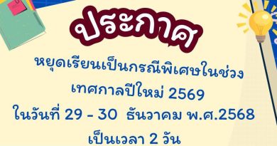 ประกาศโรงเรียนพุนพินพิทยาคม เรื่อง แจ้งการจัดการเรียนการสอนรูปแบบ Online และ On-hand ในวันที่ 29-30 ธันวาคม 2568