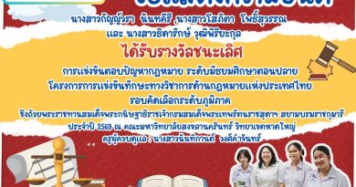 รางวัล ชนะเลิศ การแข่งขันตอบปัญหากฎหมาย