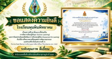 รางวัลเป็นสถานศึกษาต้นแบบที่ส่งเสริม การจัดการเรียนรู้เชิงรุก (Active Learning) และการวัดผลประเมินผลเพื่อพัฒนาการเรียนของผู้เรียน (Assessment for Learning) 